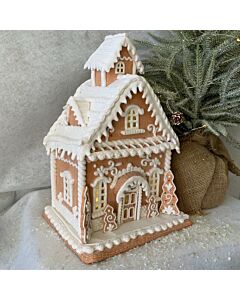 Gisela Graham - 35cm Light up Resin Iced Gingerbread House 